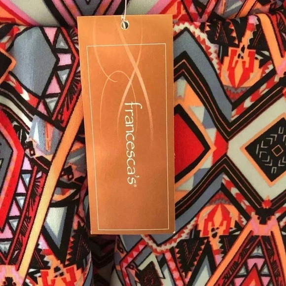 🆕 Francesca’s Alya Multi Color Geometric Print Pleated Skater Skir M🆕 - Picture 4 of 6